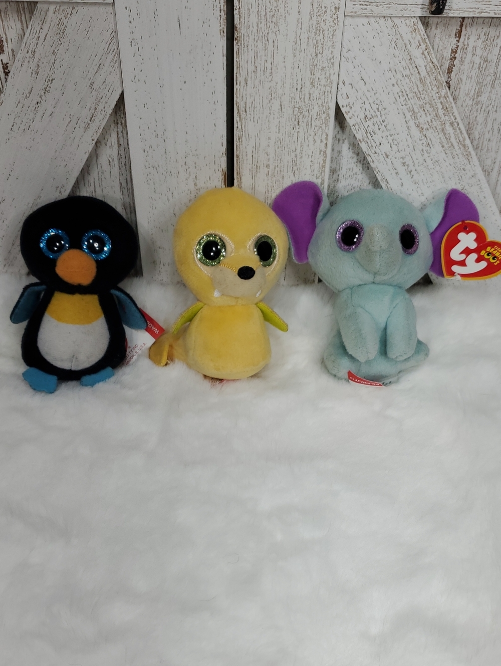 Ty Beanie Boos Plush Walrus, Penguin, Elephant Stuffed Animal